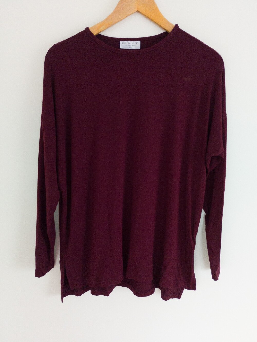 Lost in Layers Bamboo Rayon Long Sleeve Top Burgundy S/M
